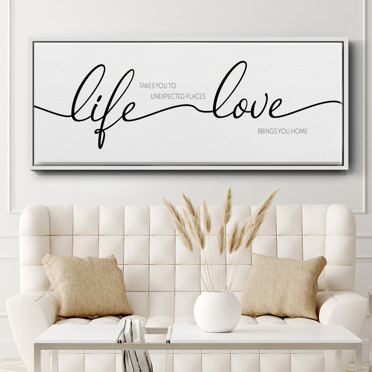 Life Takes You Love Brings You - Floater Framed Canvas Print