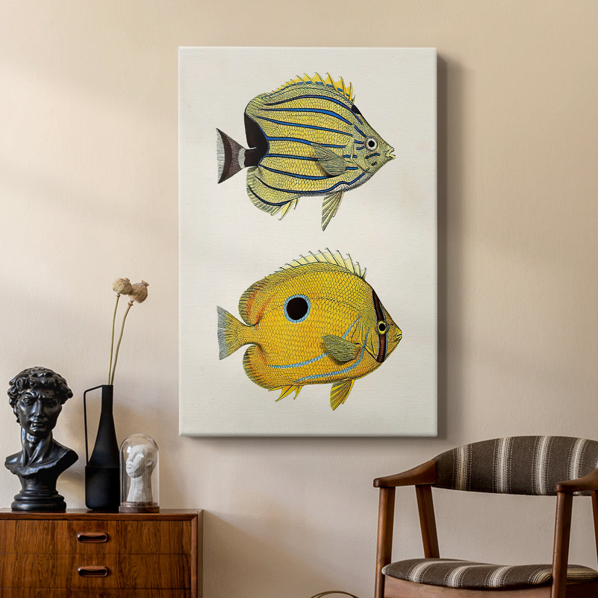 Yellow & Grey Fish III - Canvas Art Print