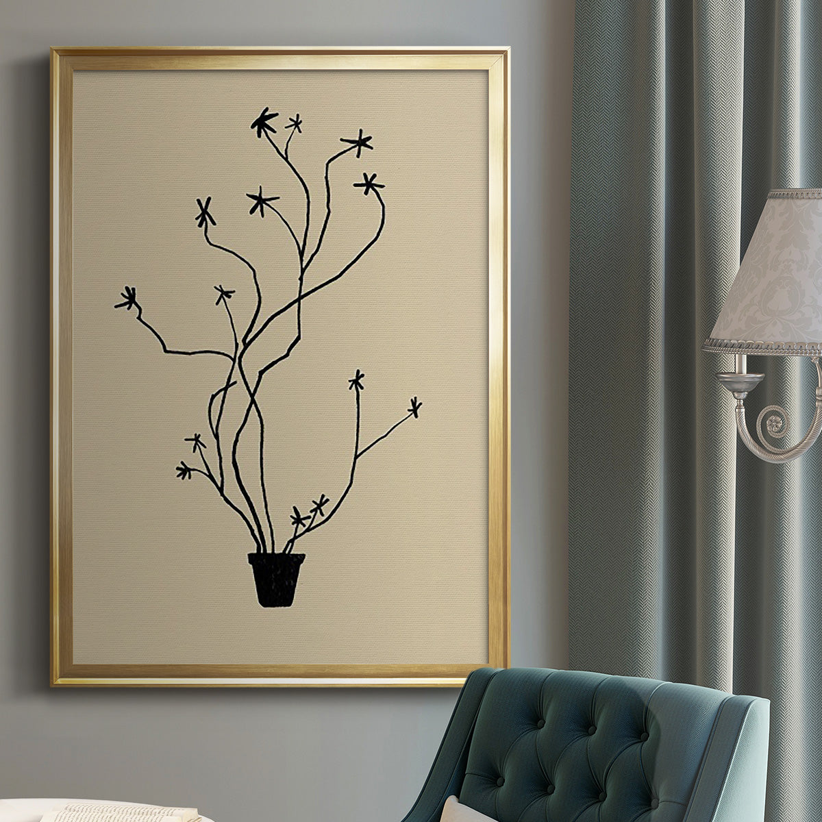Spring Sprig Vase II - Modern Framed Canvas Print