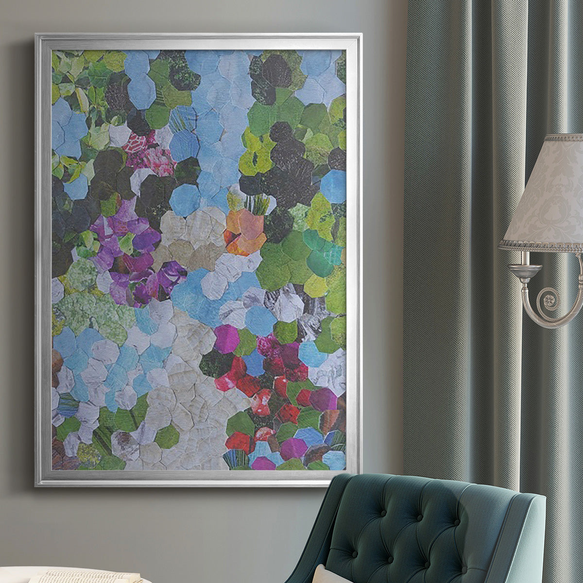 Iris Garden - Modern Framed Canvas Print