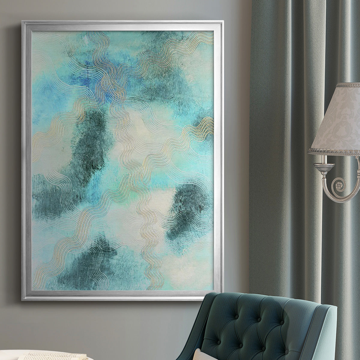 Blue Shift II - Modern Framed Canvas Print