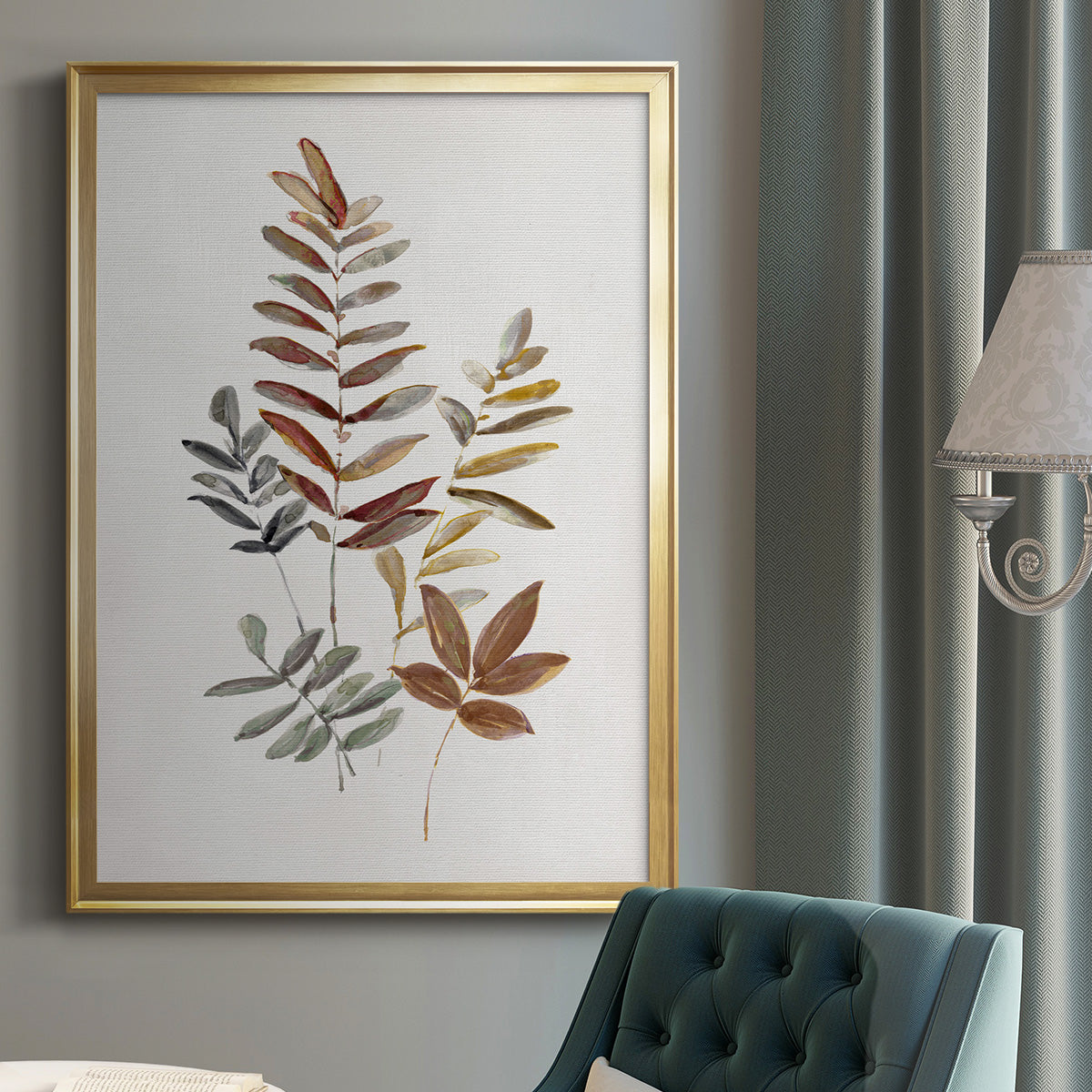 Autumn Leaves I - Modern Framed Canvas Print