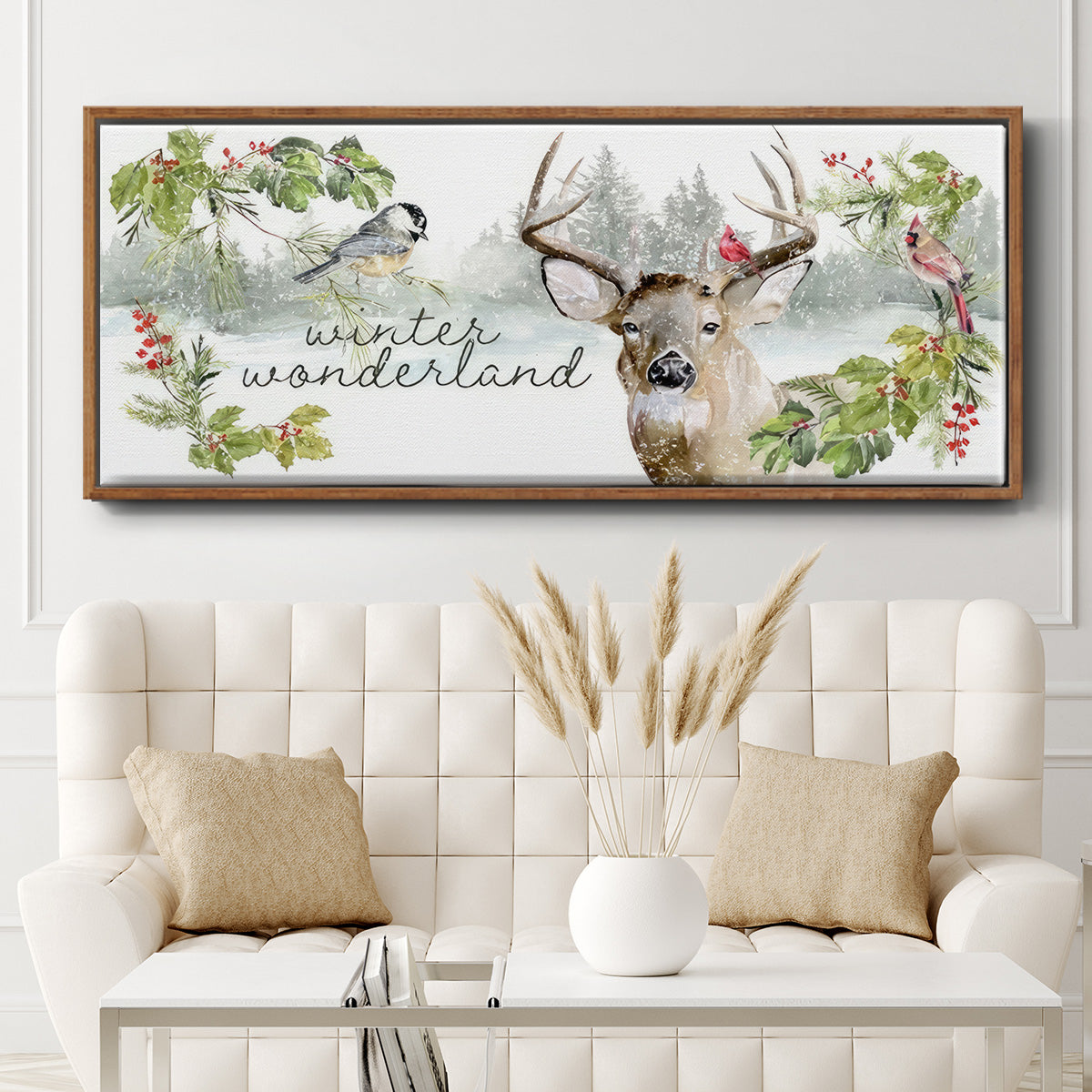 Reindeer Woods - Floater Framed Canvas Print