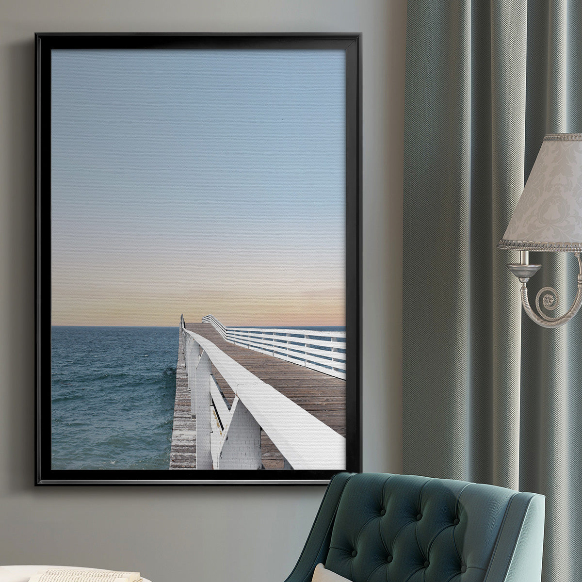 Day at the Pier - Modern Framed Canvas Print