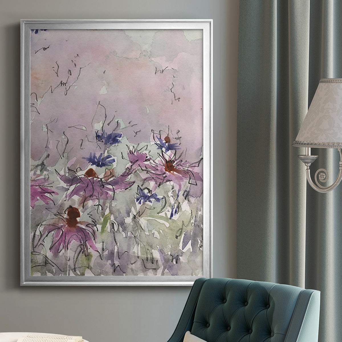 Floral Entertainment I - Modern Framed Canvas Print