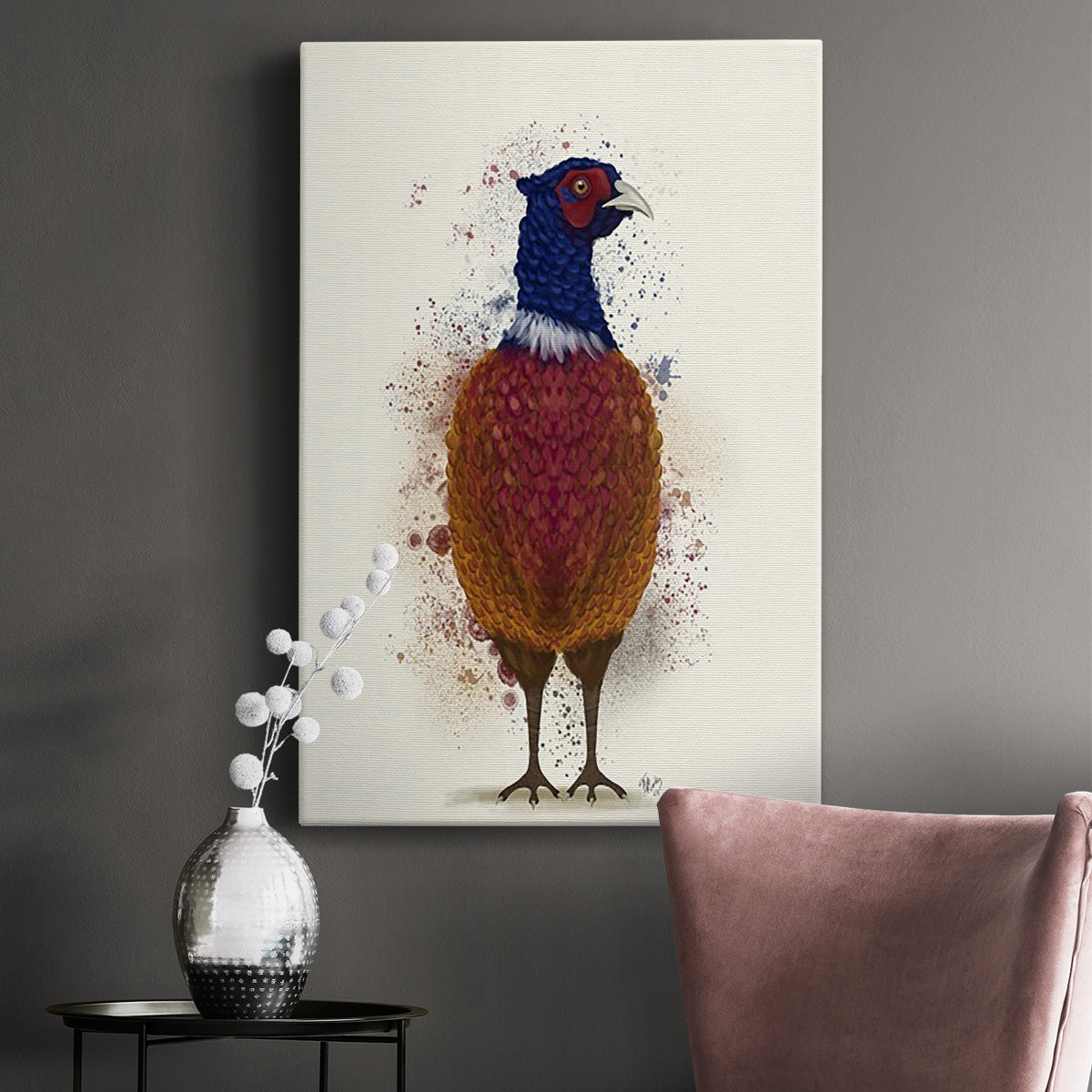 Pheasant Splash 3 Premium Gallery Wrapped Canvas - Ready to Hang