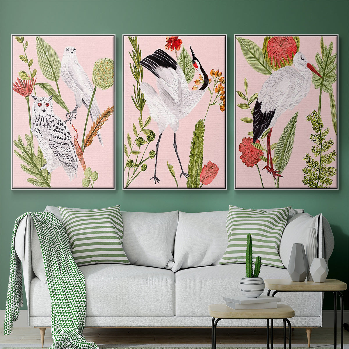 Birds in Motion IV - Framed Premium Gallery Wrapped Canvas L Frame 3 Piece Set - Ready to Hang