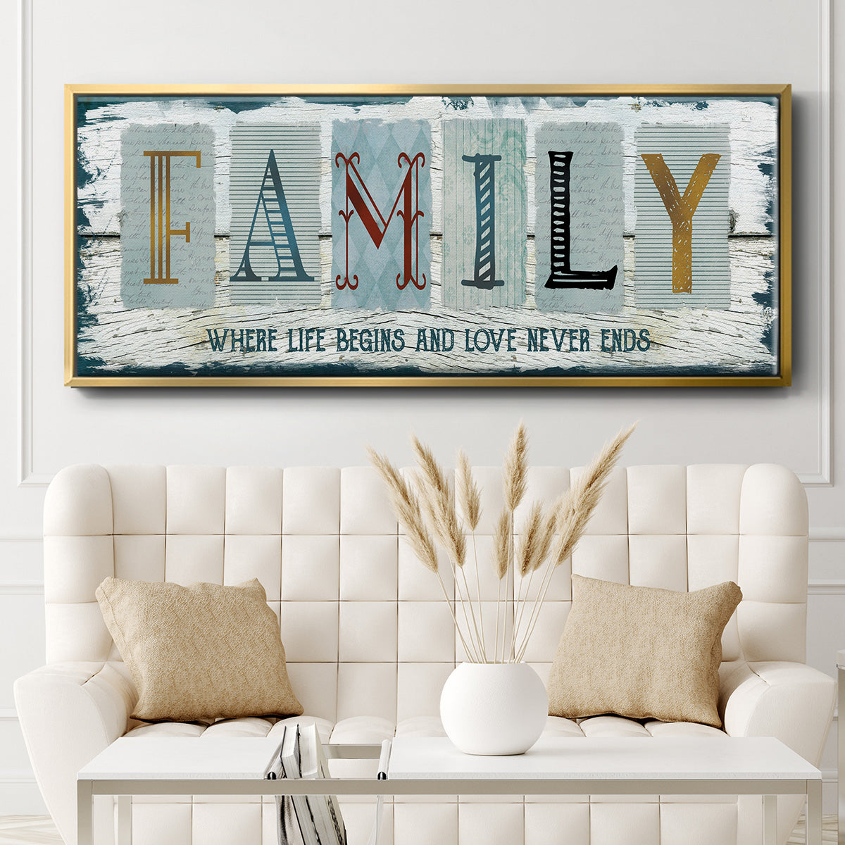 Family Where Life - Floater Framed Canvas Print