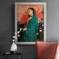 Impressionist portrait of a young woman with an ibis by Edgar Degas in an ornate weathered white frame displayed in a dark-toned interior setting.