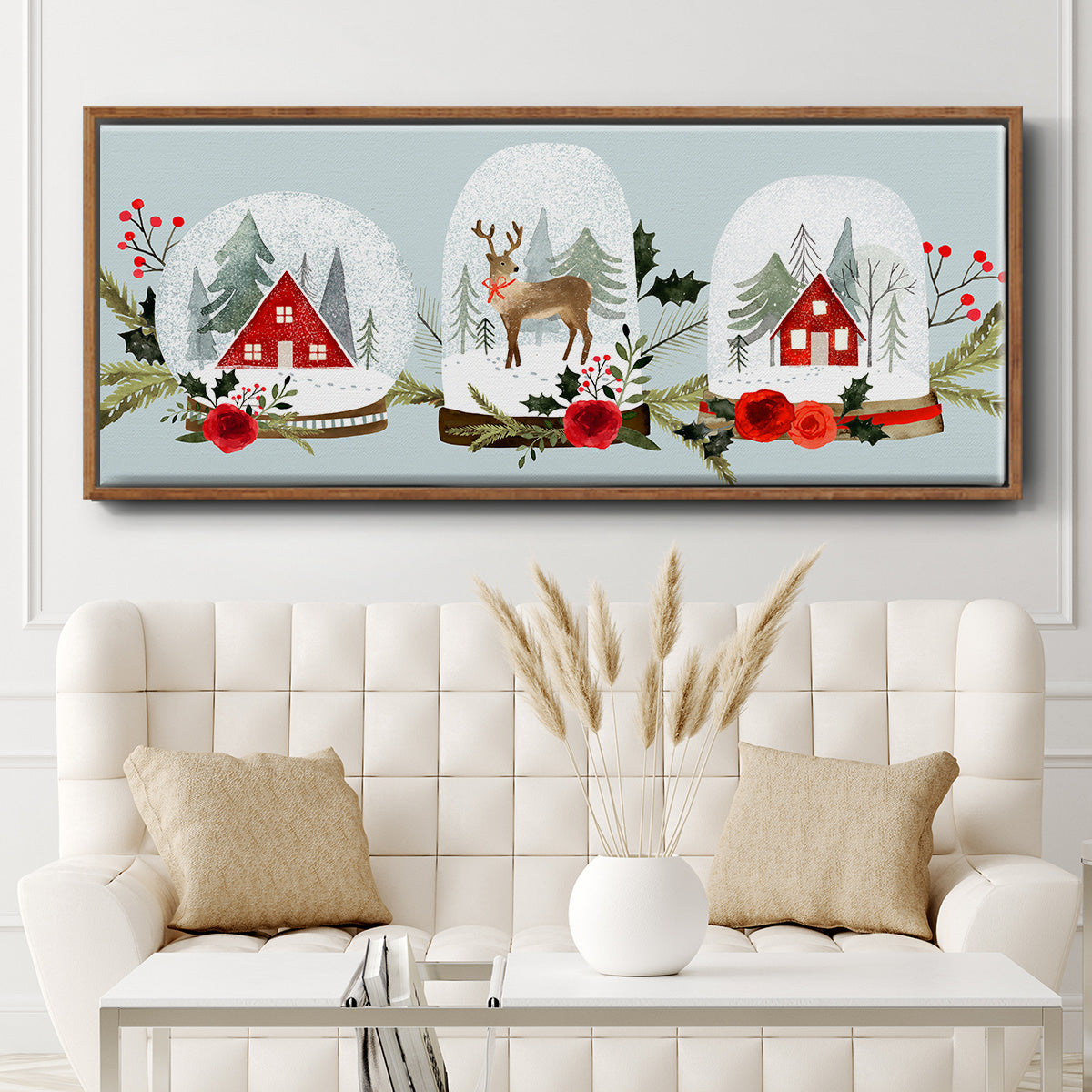 Snow Globe Village Collection D - Floater Framed Canvas Print