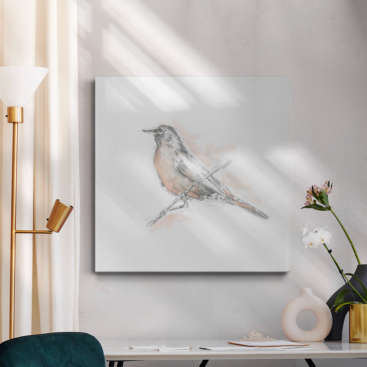 Robin Bird Sketch II - Canvas Art Print