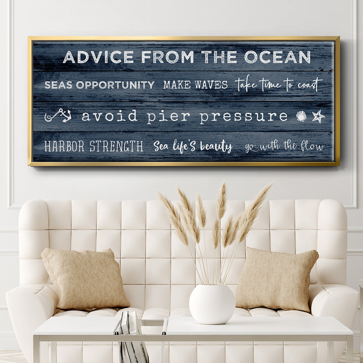 Navy Ocean - Floater Framed Canvas Print