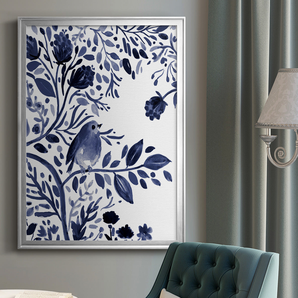 Indigo Song I - Modern Framed Canvas Print