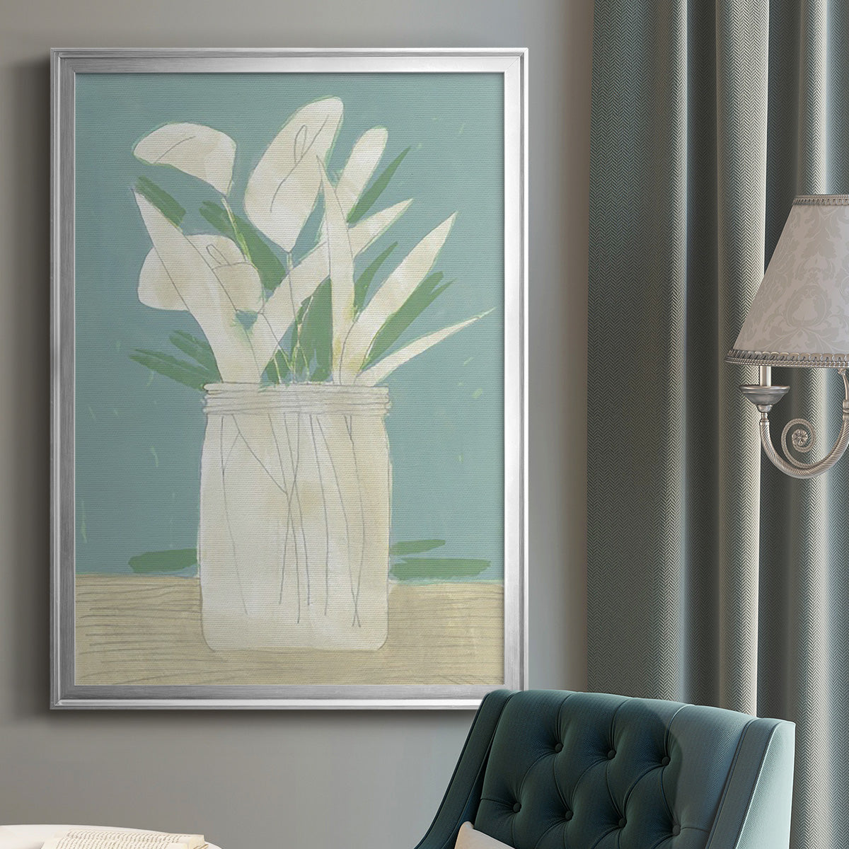 Muted Spring Arrangement IV - Modern Framed Canvas Print