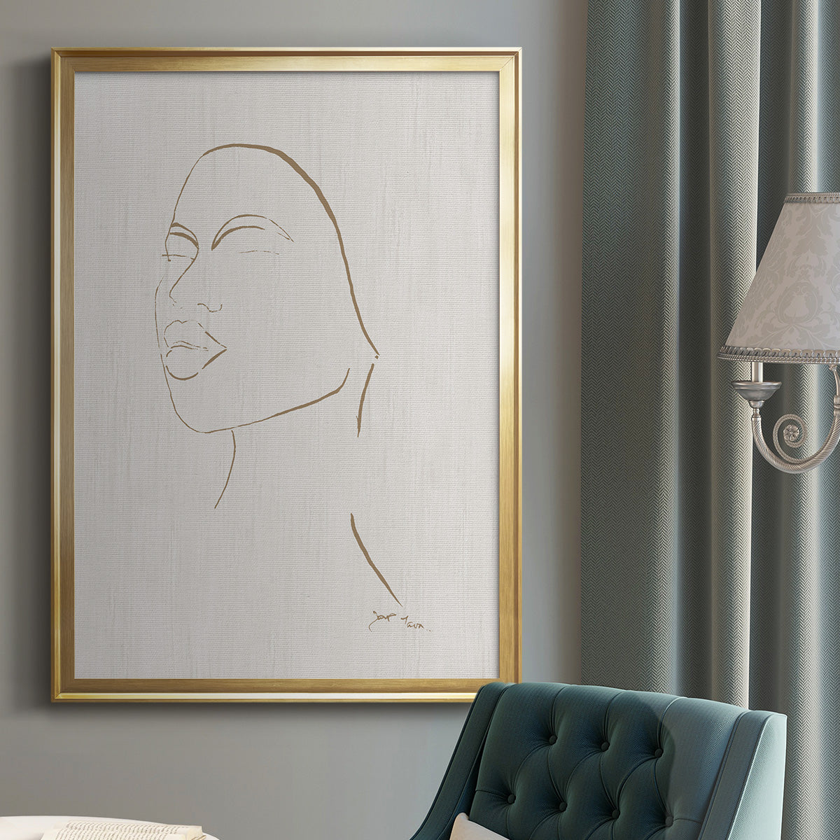 Portrait Sketch II - Modern Framed Canvas Print