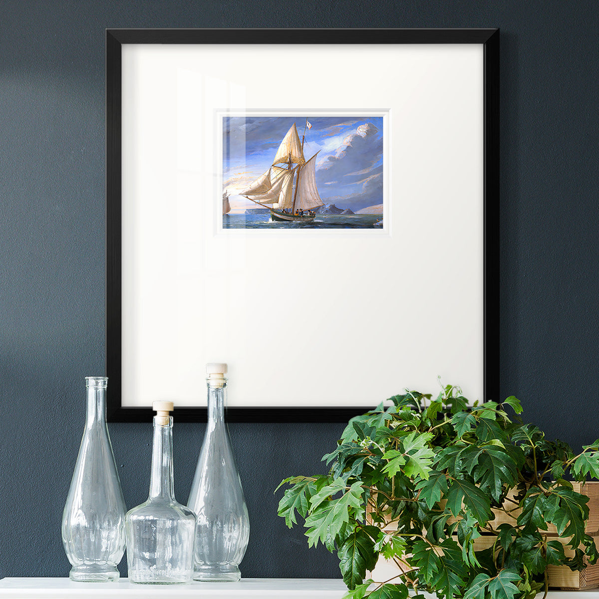 Sail Boat Clouds Premium Framed Print Double Matboard