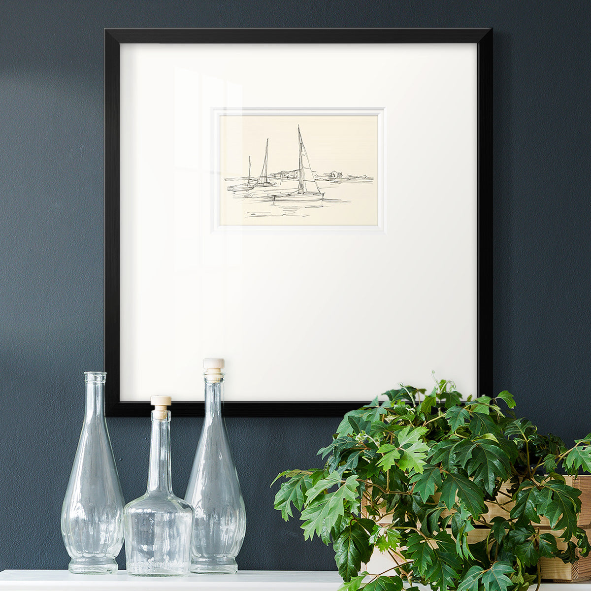 Coastal Contour Sketch I Premium Framed Print Double Matboard