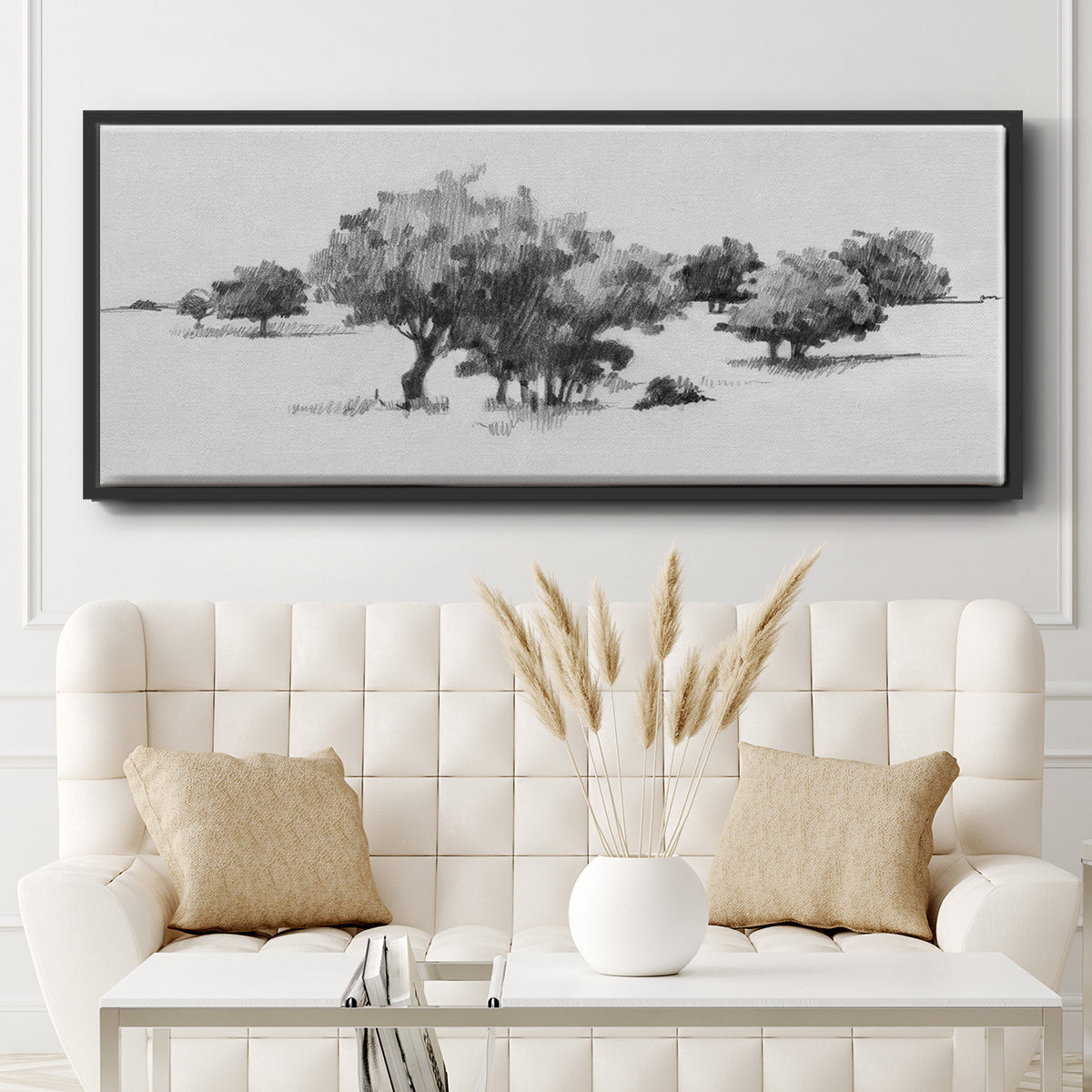 Treeline Sketch II - Floater Framed Canvas Print