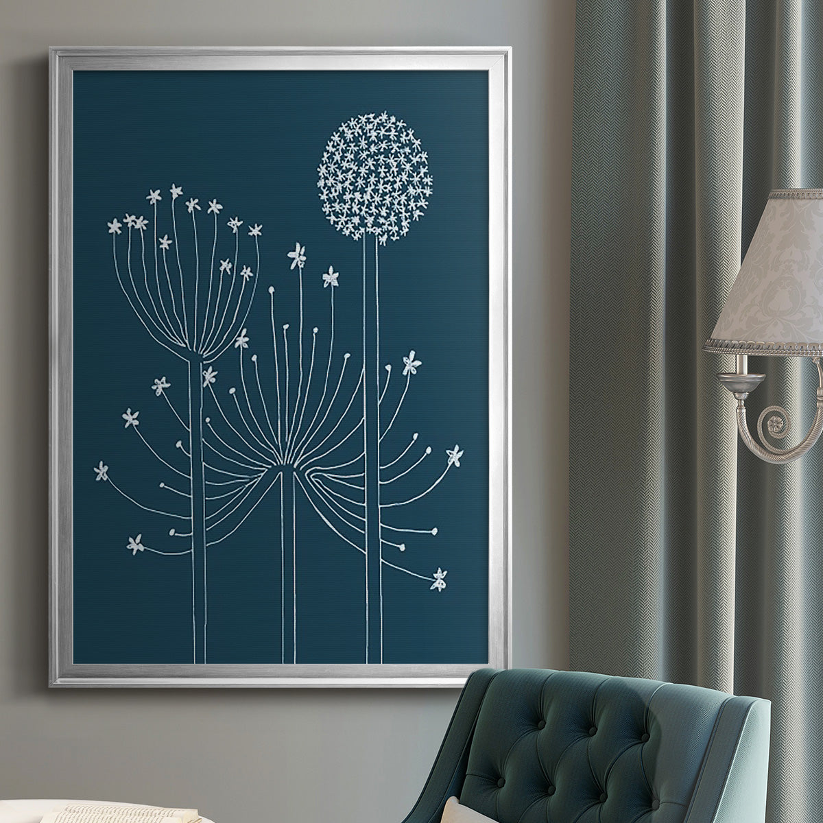 Graphic Alliums II - Modern Framed Canvas Print