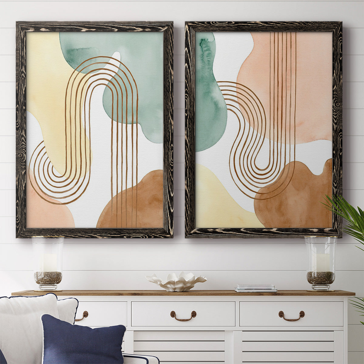 Spring Shapes I - Premium Framed Canvas 2 Piece Set - Ready to Hang