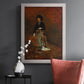Realist autumn portrait scene by Winslow Homer in an ornate weathered white frame displayed in a dark-toned interior setting.