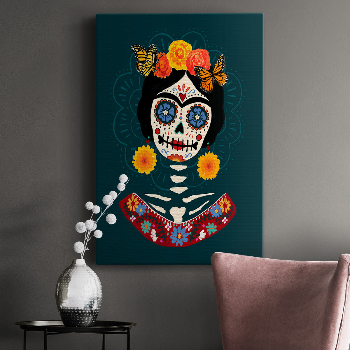 Bright Day of the Dead I Premium Gallery Wrapped Canvas - Ready to Hang