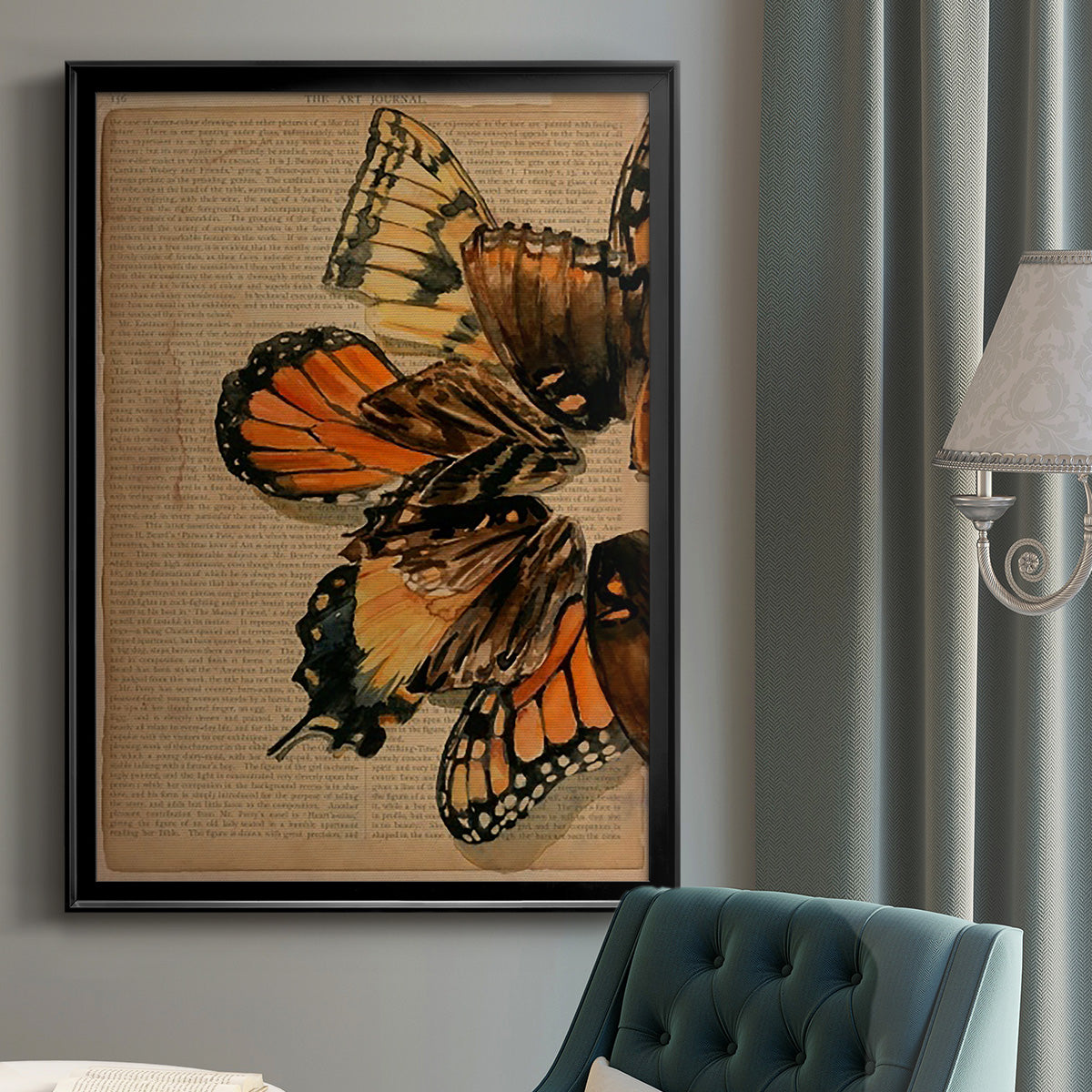 Winged Wreath II - Modern Framed Canvas Print