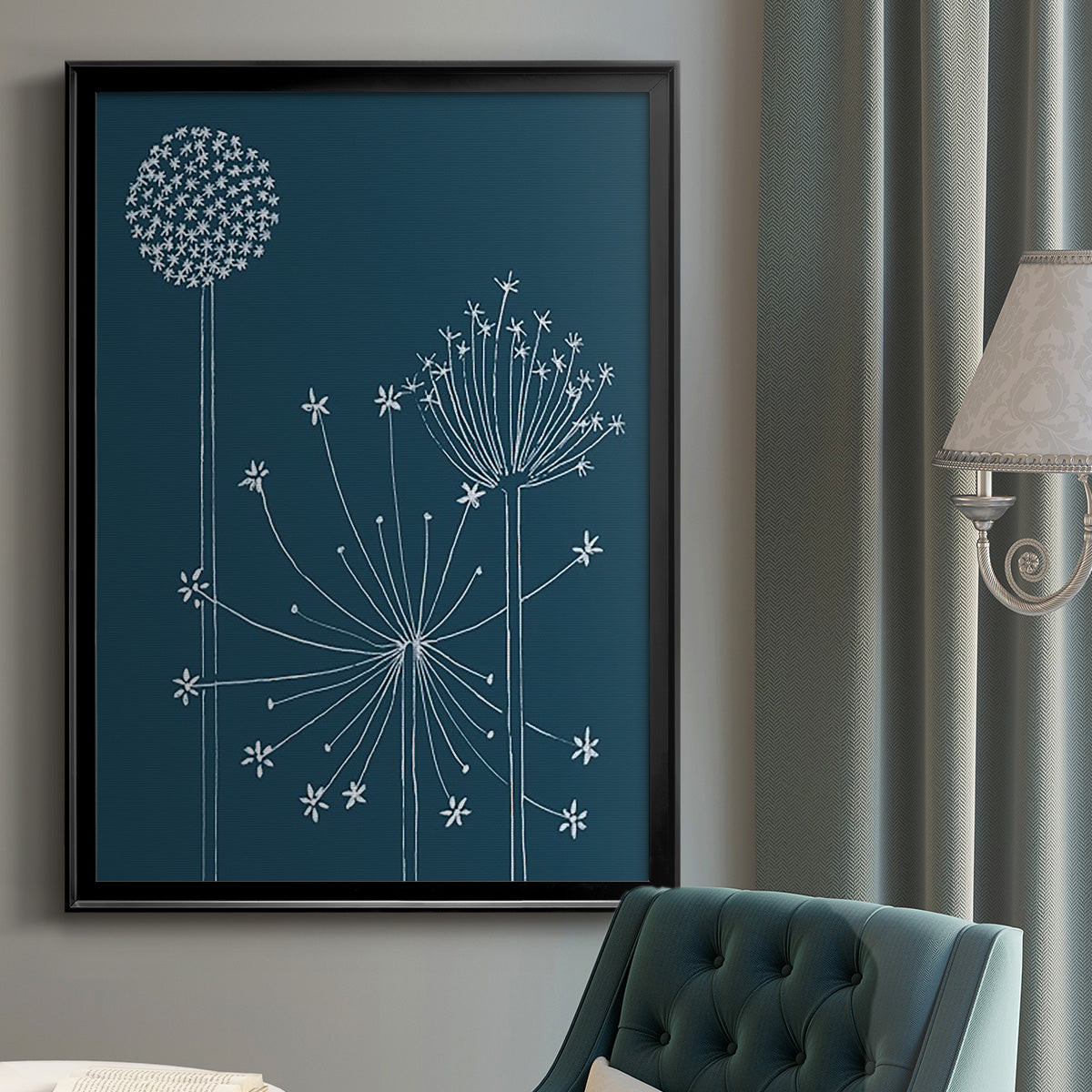 Graphic Alliums I - Modern Framed Canvas Print