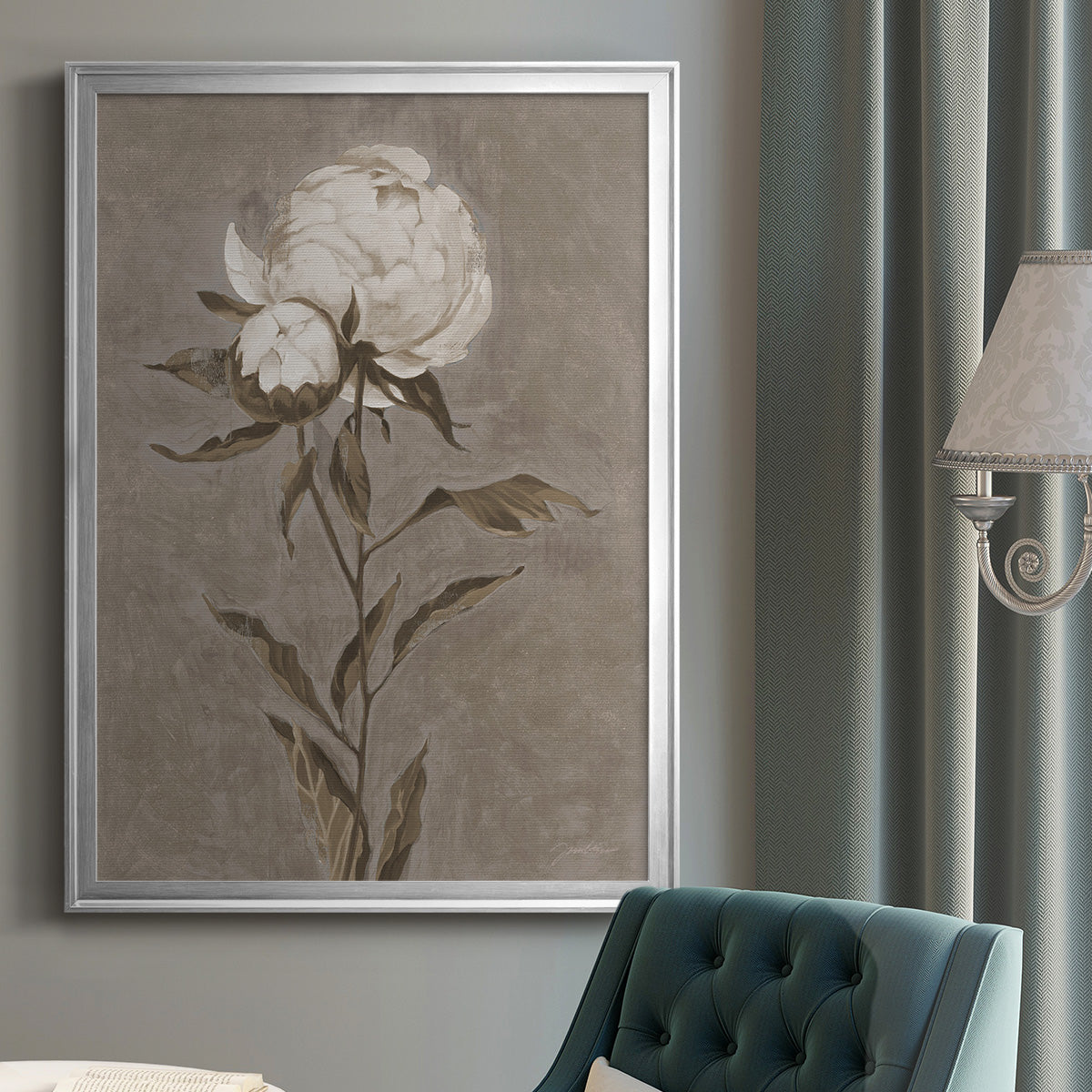 Pretty As A Peony II - Modern Framed Canvas Print