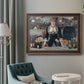 Iconic impressionist café bar scene by Édouard Manet in an ornate bronzed mahogany wood frame displayed in a bright interior setting.