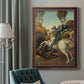 Religious painting of Saint George slaying the dragon by Raphael in an ornate bronzed mahogany wood frame displayed in a dark-toned interior setting.