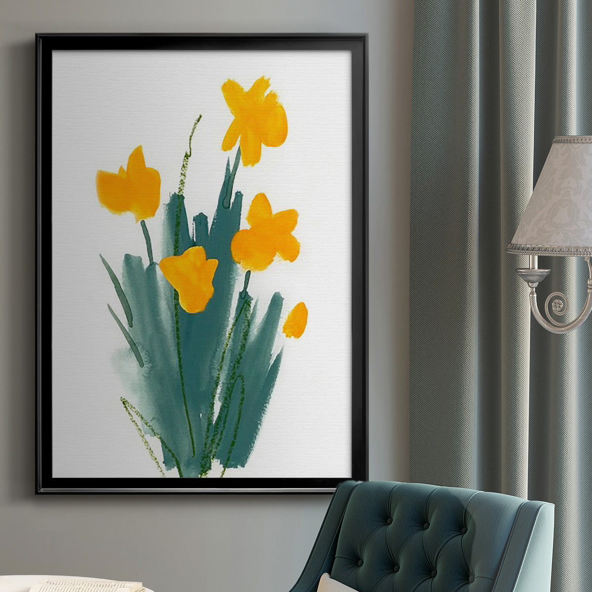 Daffodil Bunch II - Modern Framed Canvas Print