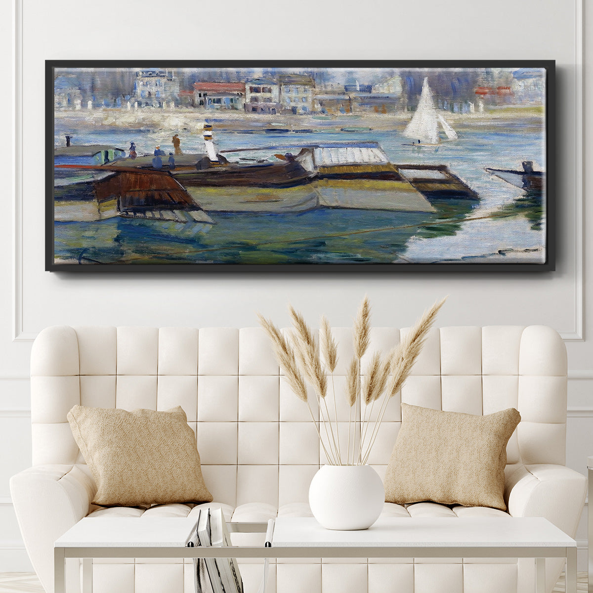 The Seine at Asnieres 2, 1873 - Floater Framed Canvas Print