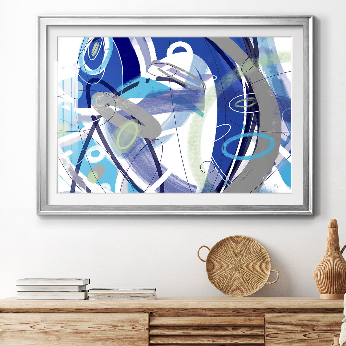 Blue Flow - Modern Framed Art Print