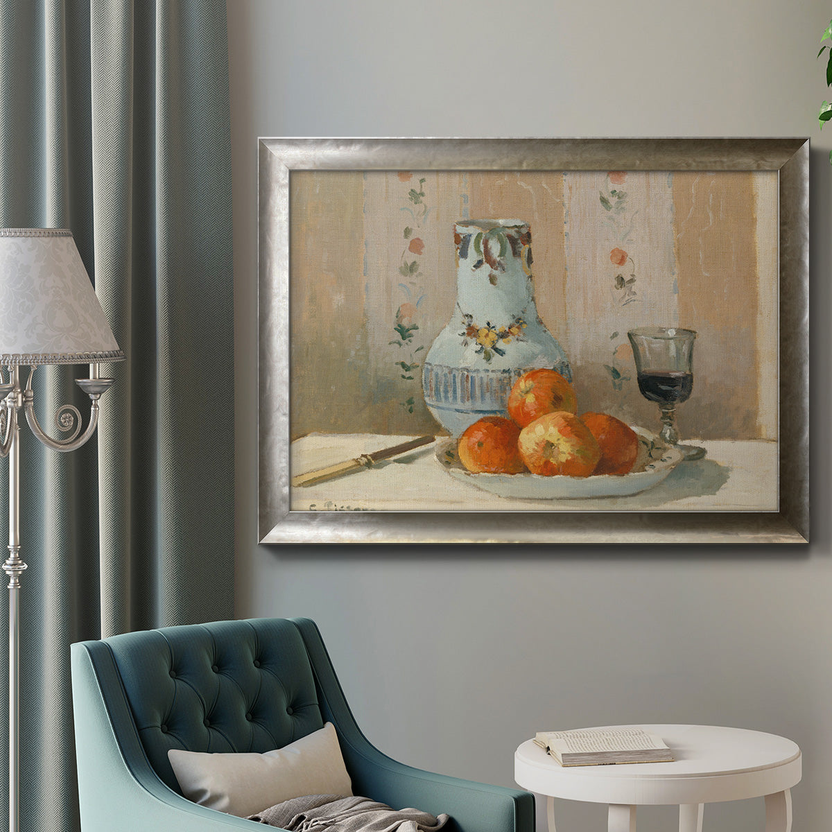 Still Life with Apples and Pitcher Premium Framed Canvas- Ready to Hang