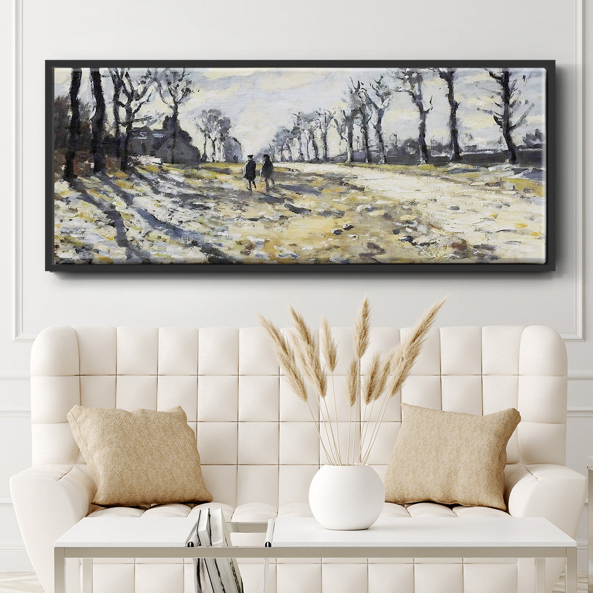 The Road, Effect of Snow at Sunset, 1869 - Floater Framed Canvas Print