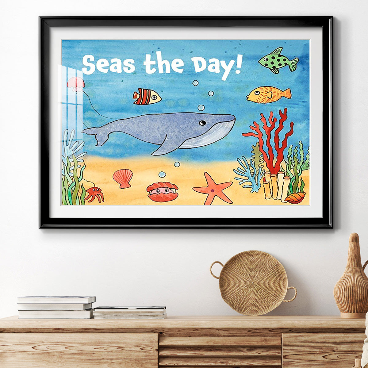 Cute Sea Creatures II - Modern Framed Art Print