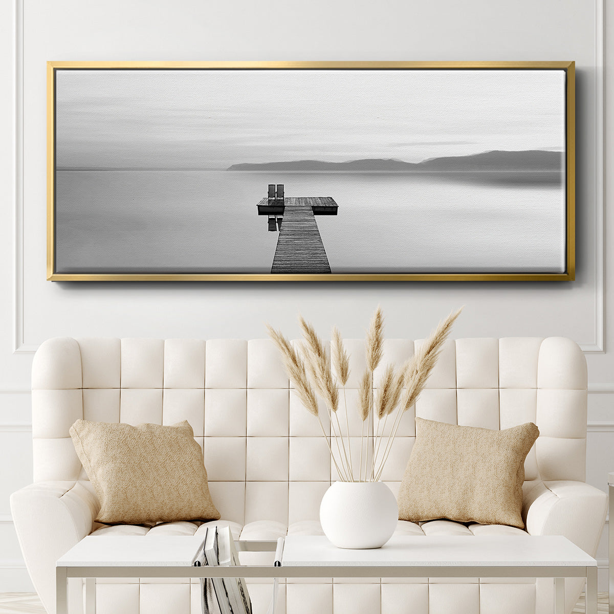 Black & White Water Panel XII - Floater Framed Canvas Print