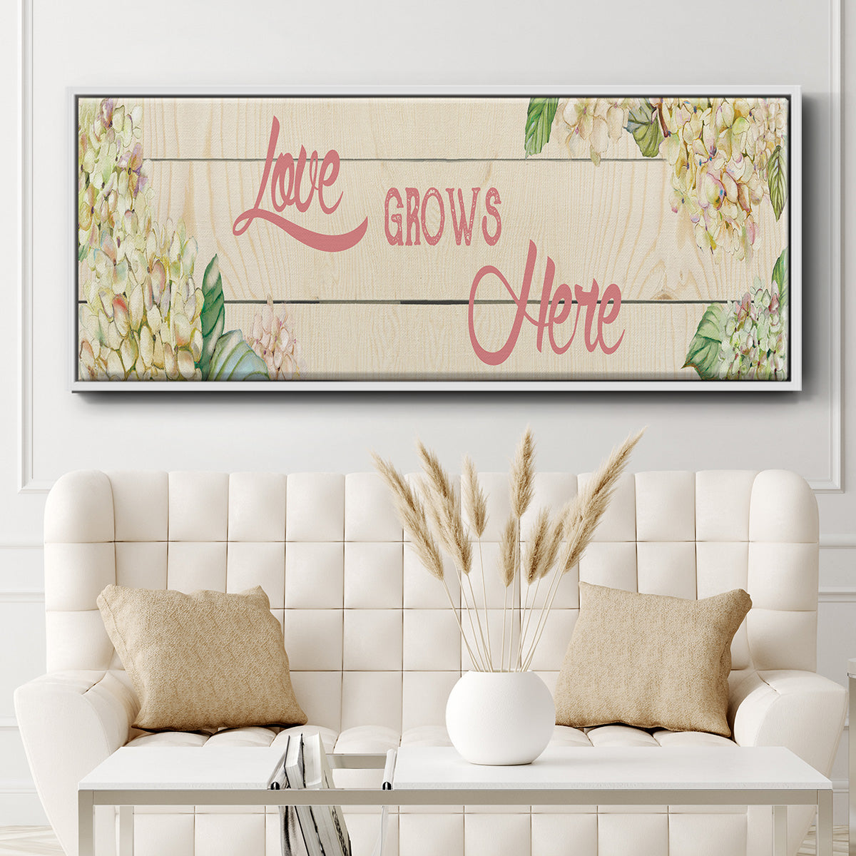 Love Grows Here - Floater Framed Canvas Print