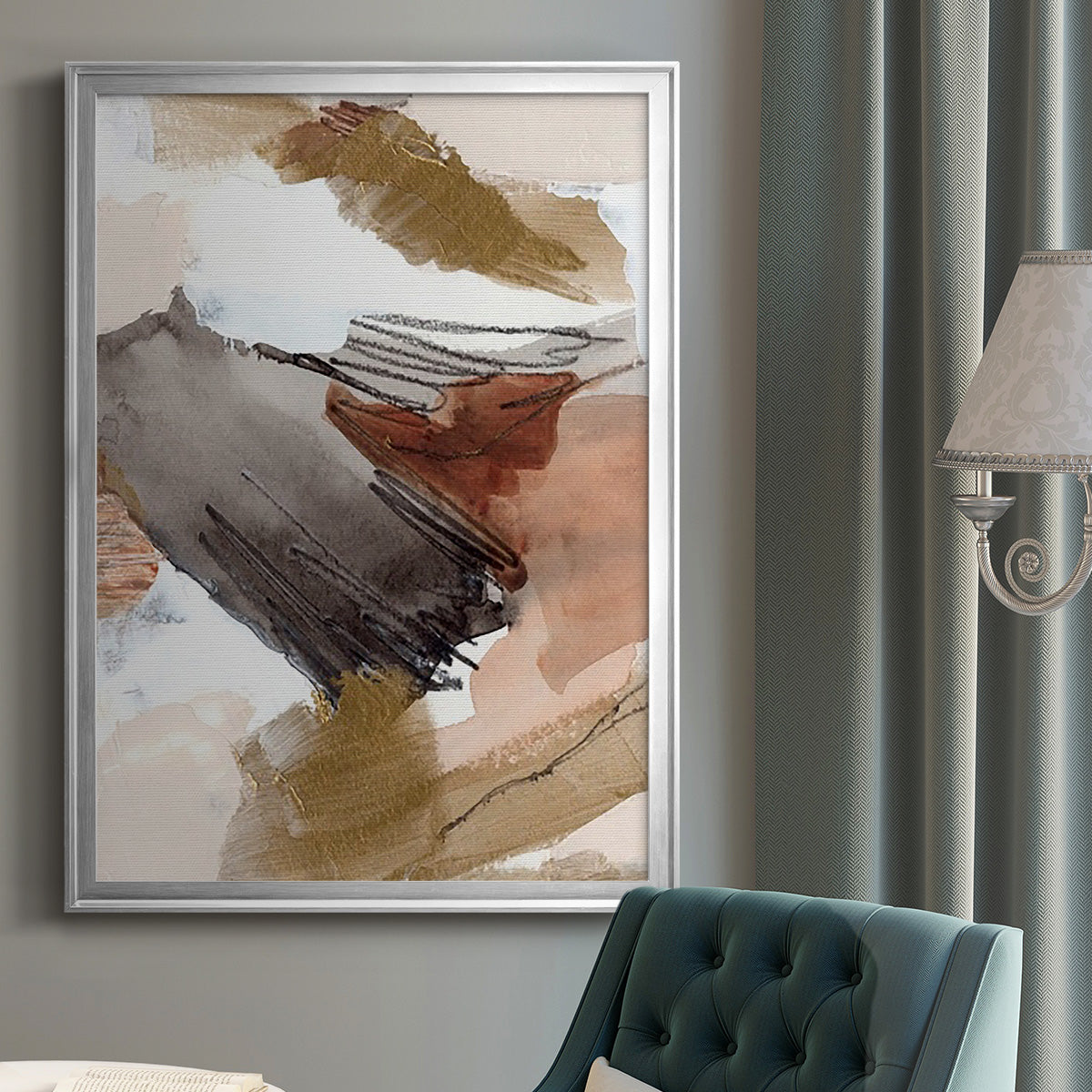 Antique Gold III - Modern Framed Canvas Print