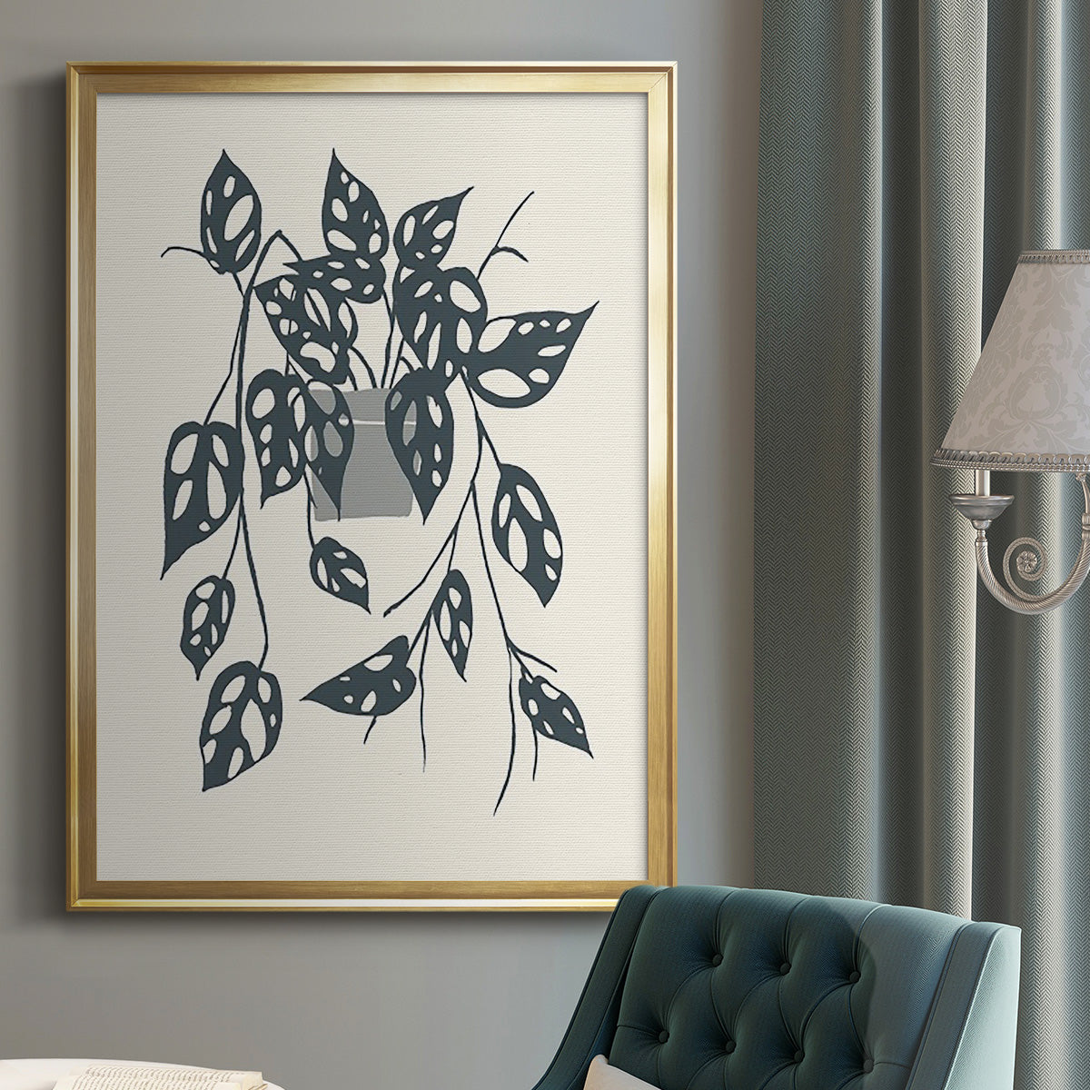 Growing Leaves V - Modern Framed Canvas Print