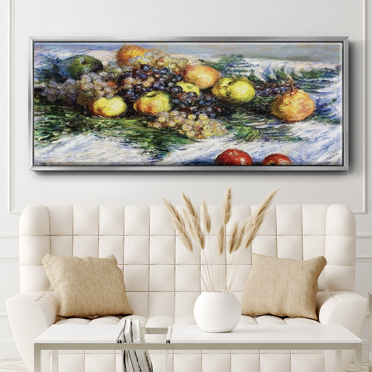 Still Life with Pears and Grapes, 1880 - Floater Framed Canvas Print