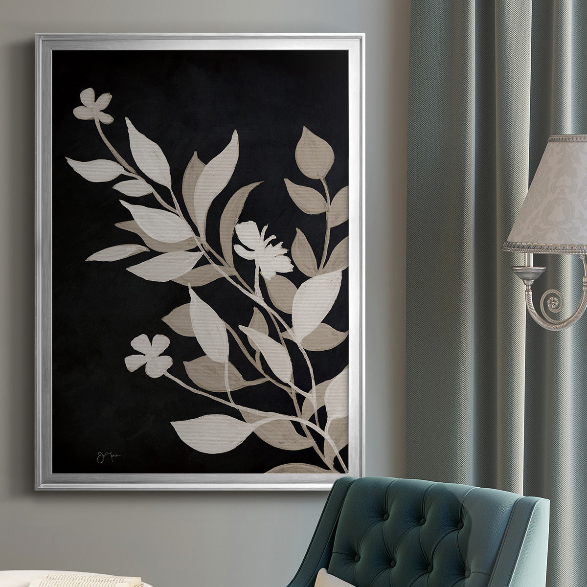 Midnight Silhouette II - Modern Framed Canvas Print