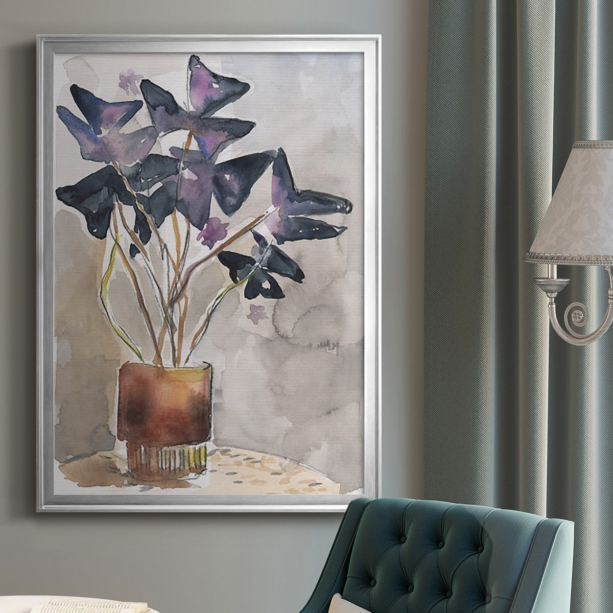 Oxalis in Vase I - Modern Framed Canvas Print