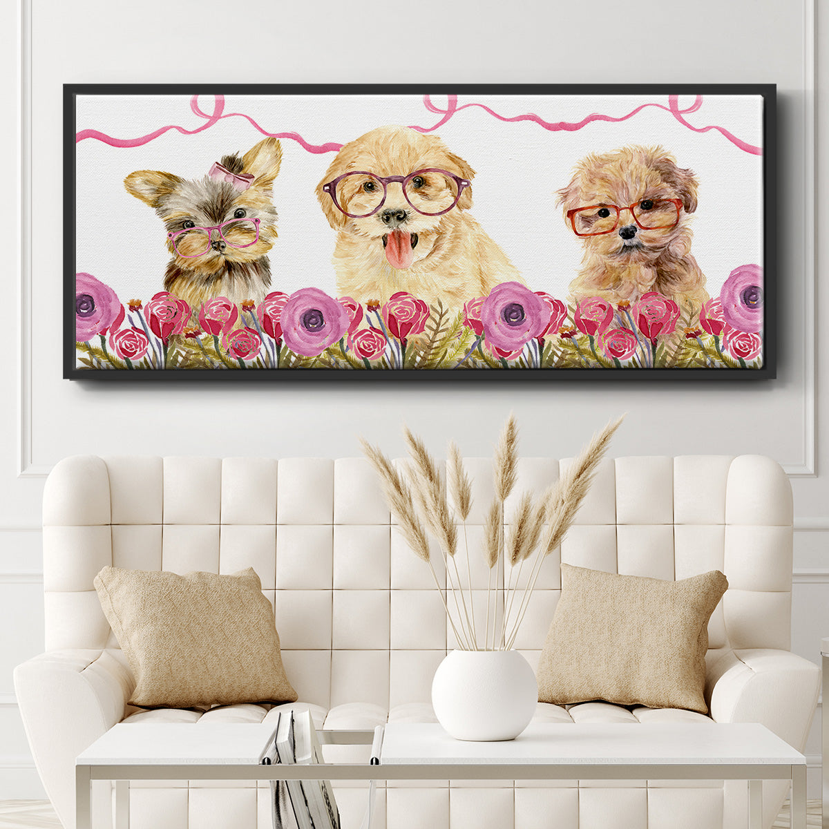 Puppy Valentine Collection D - Floater Framed Canvas Print