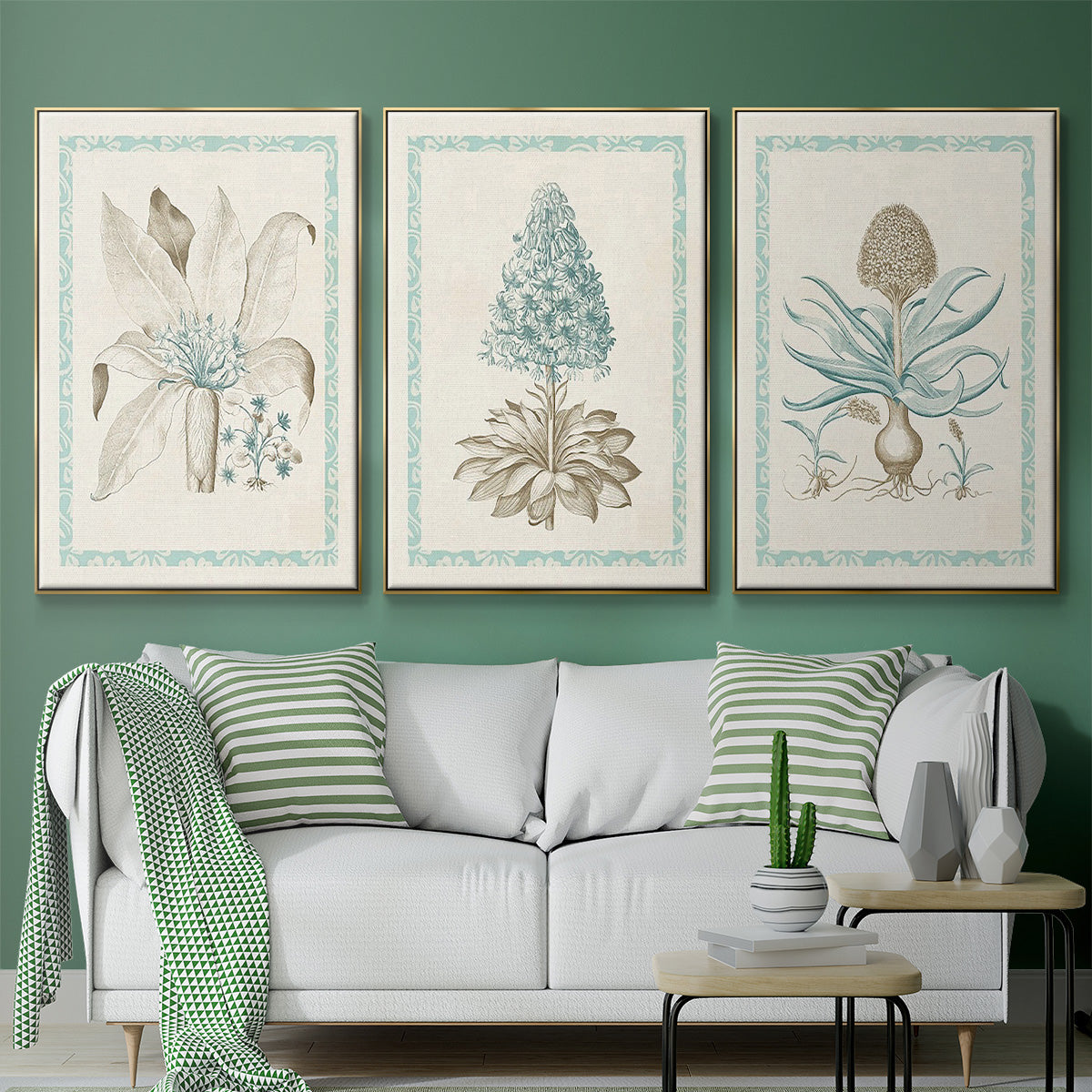 Willow Blue Besler IV - Framed Premium Gallery Wrapped Canvas L Frame 3 Piece Set - Ready to Hang