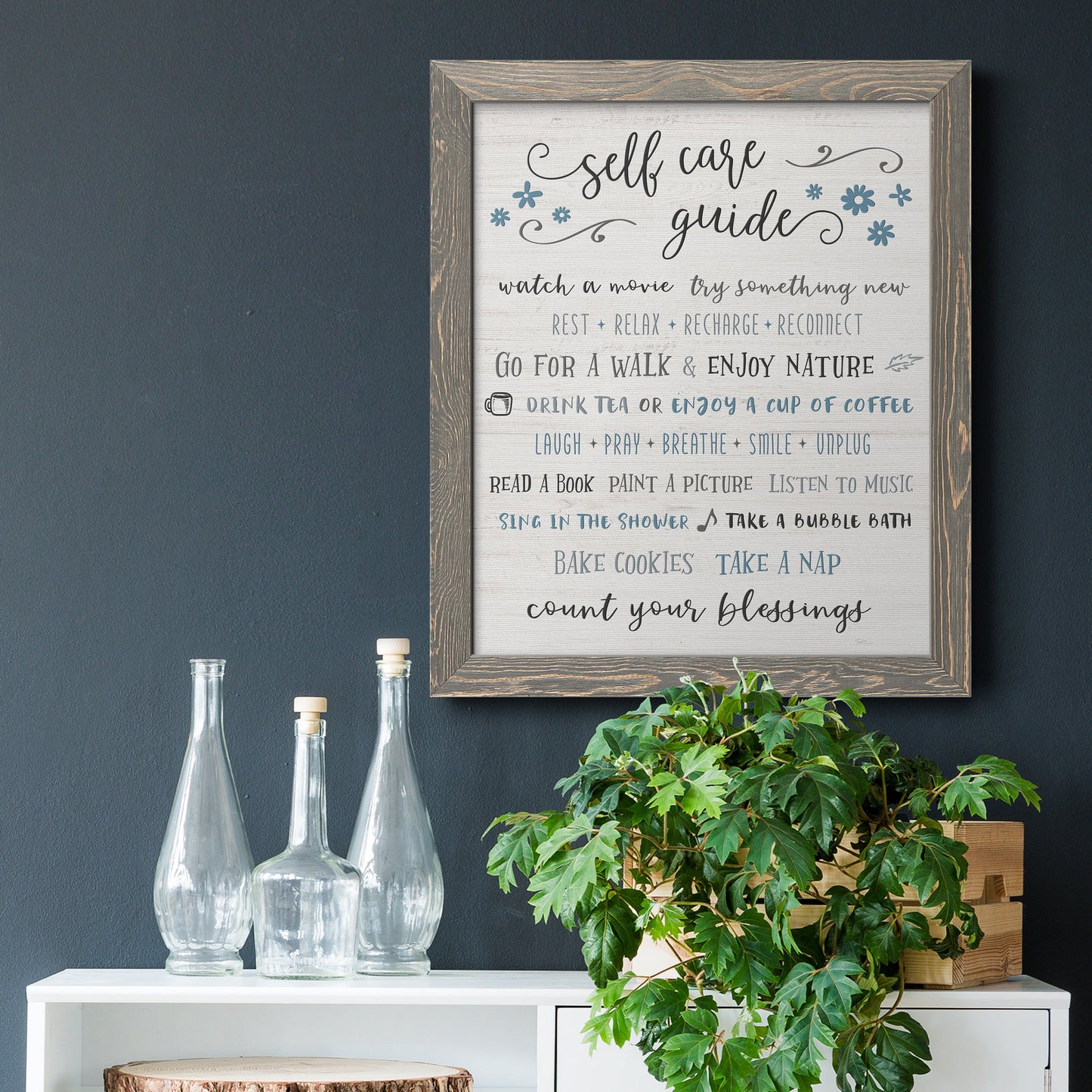 Guide to Self Care - Premium Canvas Framed in Barnwood - Ready to Hang