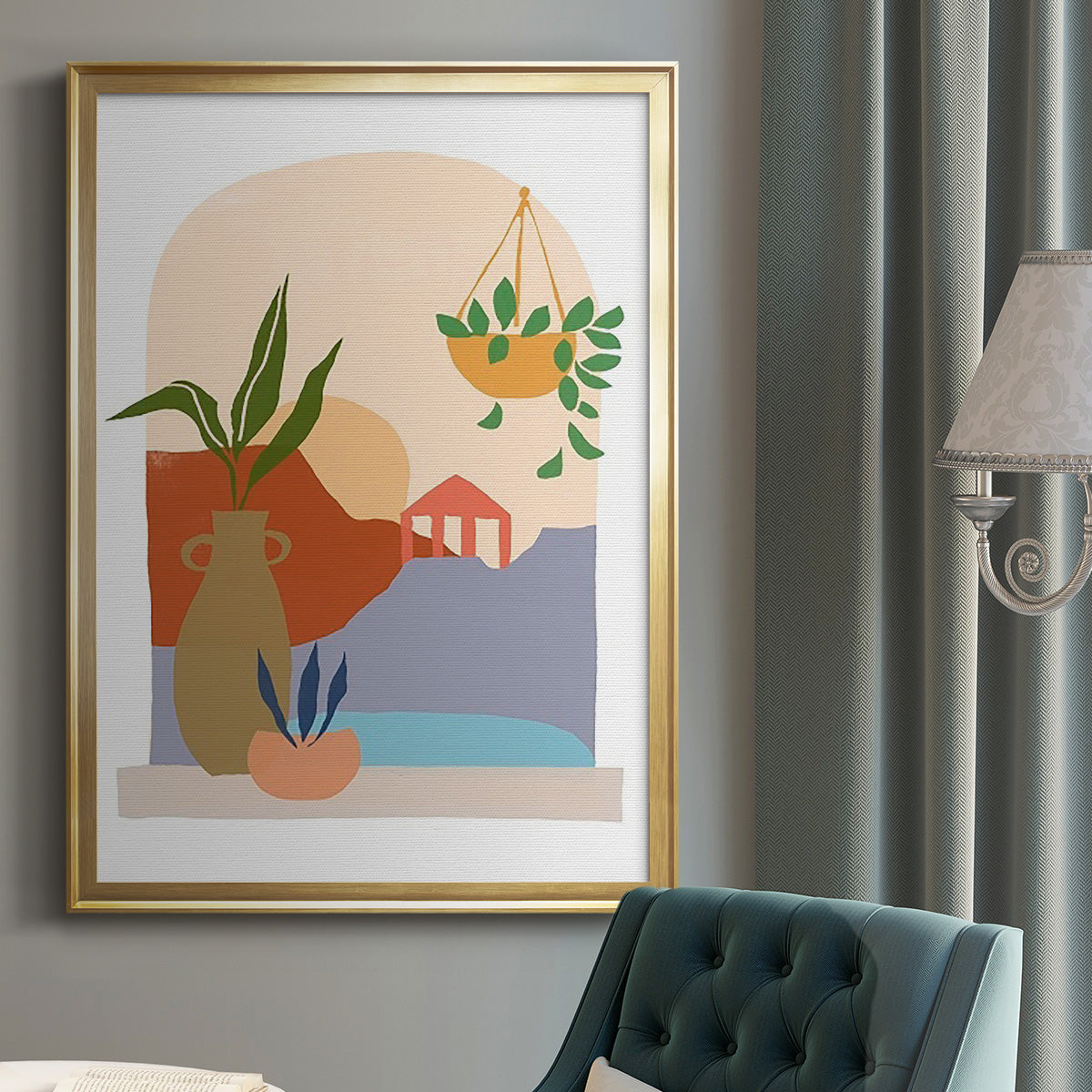 Paper Scene II - Modern Framed Canvas Print