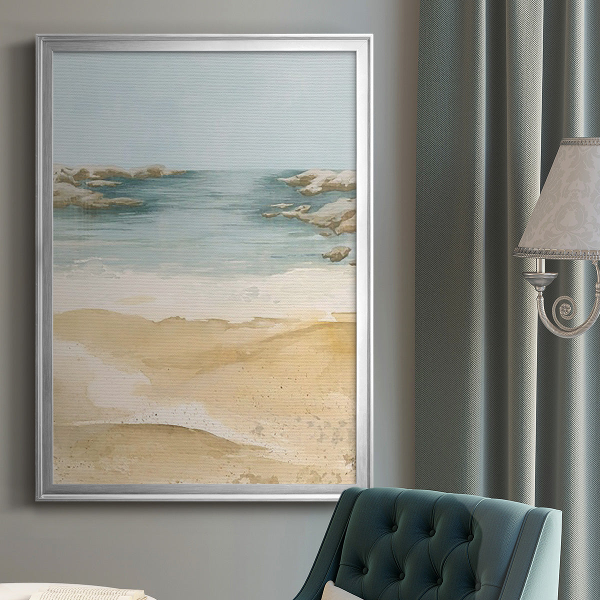 Tranquil Beach II - Modern Framed Canvas Print