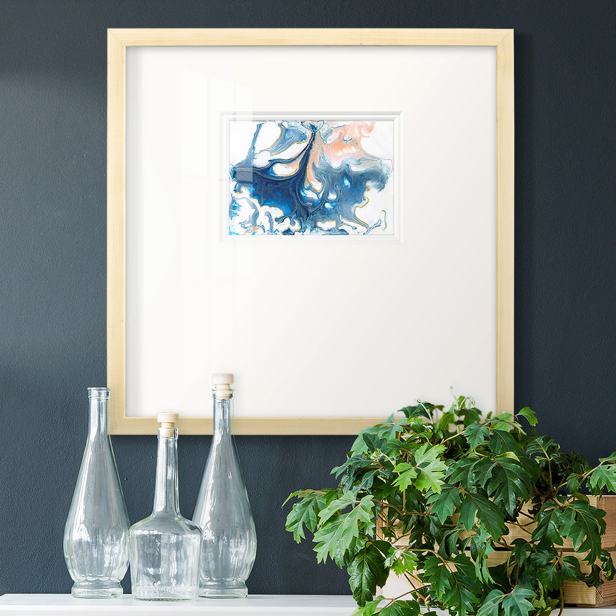 Dancing Blue I Premium Framed Print Double Matboard